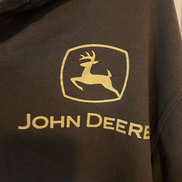 John Deere Heavy Brown Sweatshirt/Hoody Zipper Front Size Large - Picture 2 of 10